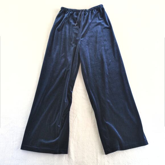 VTG SWAT Velvet Wide Leg Lounge Pants Women's Med Royal Blue Made In USA - Picture 1 of 7